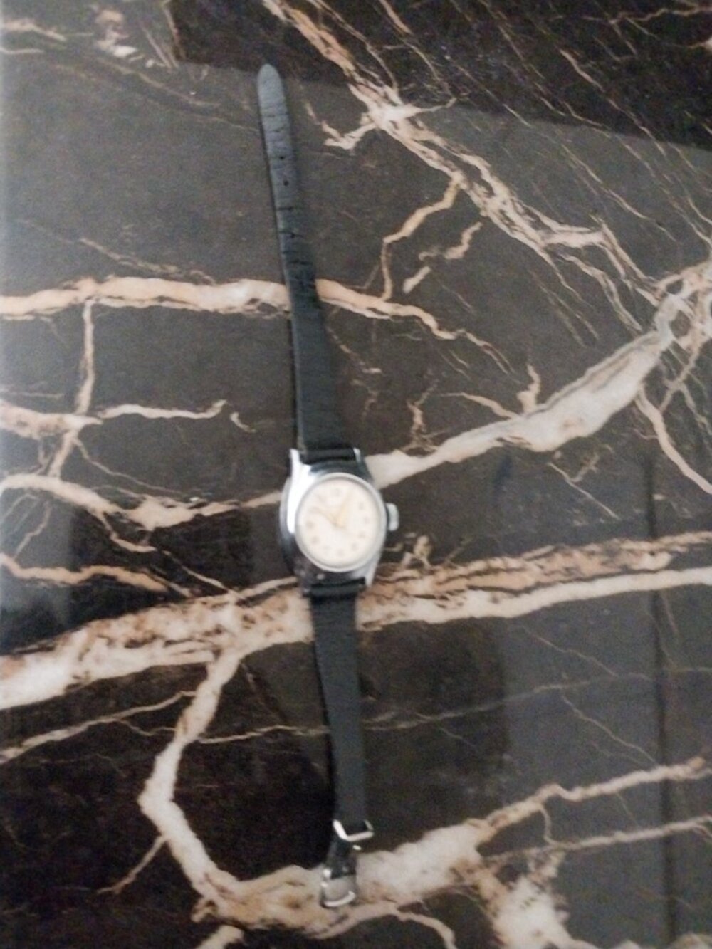 Vintage Timex Watch with Gold Hands 08L75, from 1975.